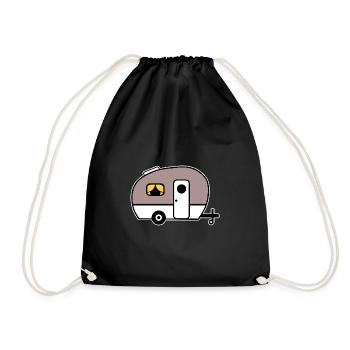 Caravan Trailer Camping Camper - Drawstring Bag - black - Front