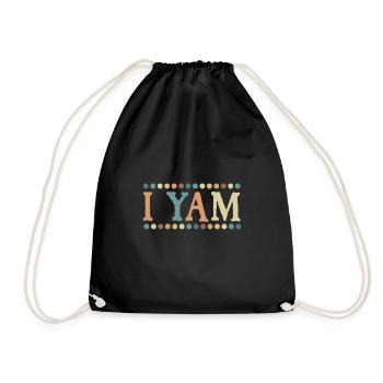 I Yam Funny Sweet Potato Saying Design for - Drawstring Bag - black - Front