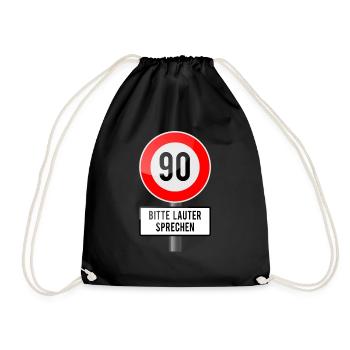 90 years shield louder - Drawstring Bag - black - Front