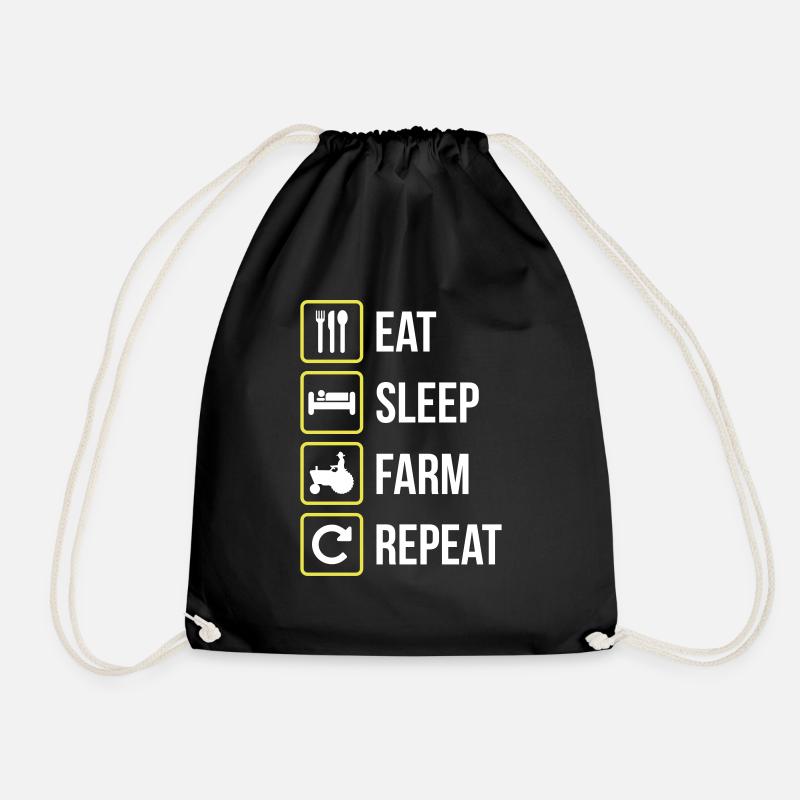 Eat Sleep Farm Repeat - Drawstring Bag - black