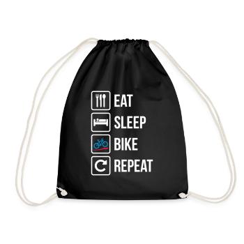 Eat Sleep Bike Repeat - Turnbeutel - Schwarz - Vorne