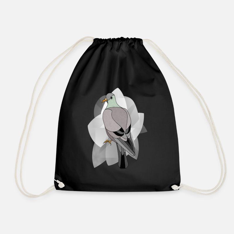 Bird pigeon - Drawstring Bag - black