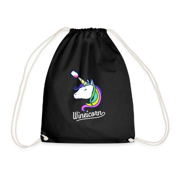 DAS WEIN EINHORN | LUSTIG DESIGN GESCHENK ALKOHOL - Turnbeutel - Schwarz - Vorne