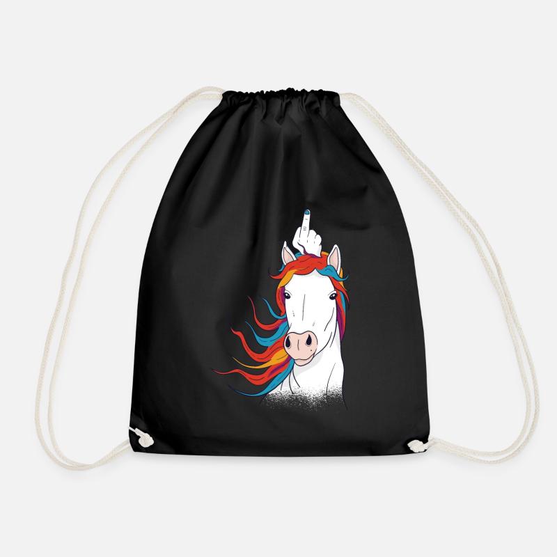 Einhorn Mittelfinger - Turnbeutel - Schwarz