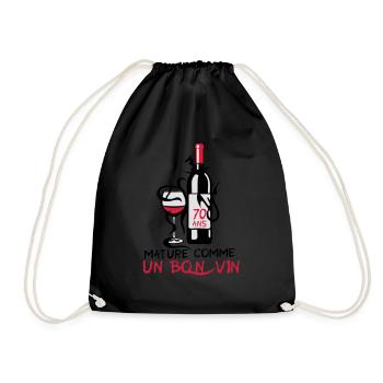 70 ans mature bouteille vin anniversaire - Sac de sport léger - noir - Devant