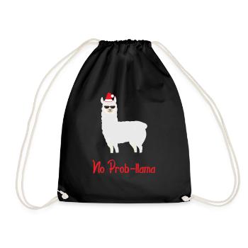 Lama Tier mit coolem No Problama weihnachts Style - Turnbeutel - Schwarz - Vorne