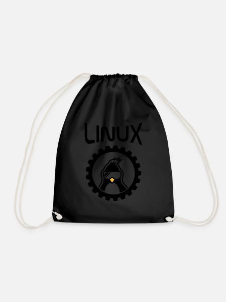 linux wheel - Drawstring Bag - black