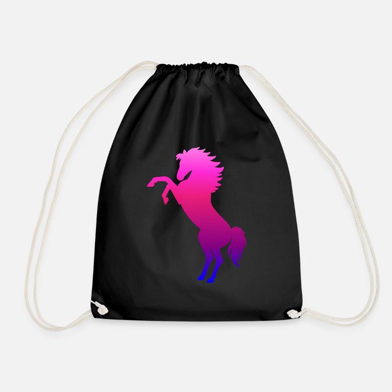 steigendes Pferd pink - Pferde Geschenk - Turnbeutel - Schwarz