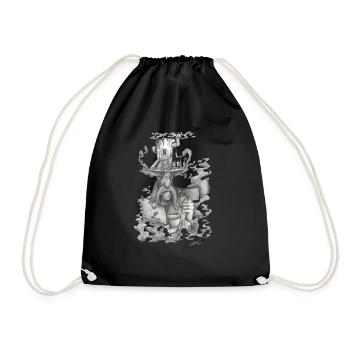 The smoking tree house - Drawstring Bag - black - Front