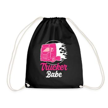 Trucker Babe - Truckerin LKW-Fahrerin - Turnbeutel - Schwarz - Vorne