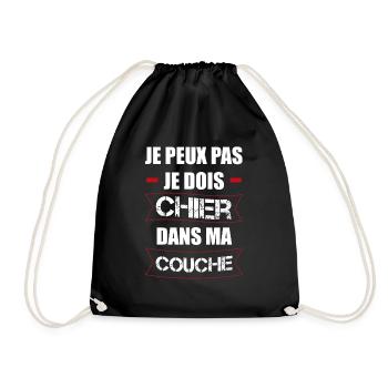 chier dans ma couche | cadeau beauf bébé - Sac de sport léger - noir - Devant