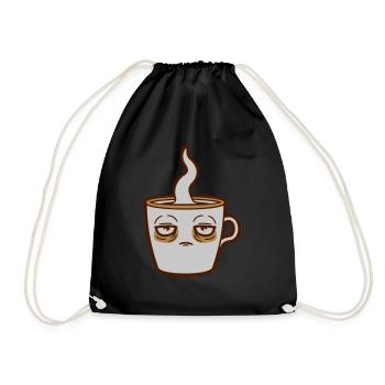 Gesicht müde Kaffeetasse - Turnbeutel - Schwarz - Vorne