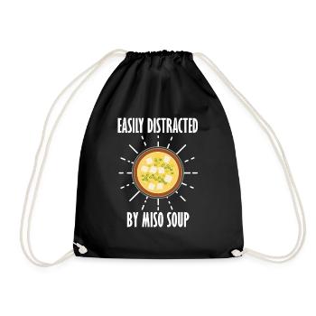 Distrait par la soupe miso Nourriture japonaise - Sac de sport léger - noir - Devant