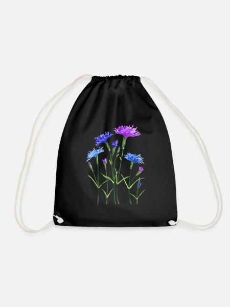 Blumen - Turnbeutel - Schwarz