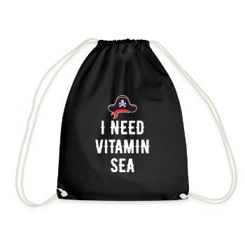 I NEED VITAMIN SEA - Drawstring Bag - black - Front