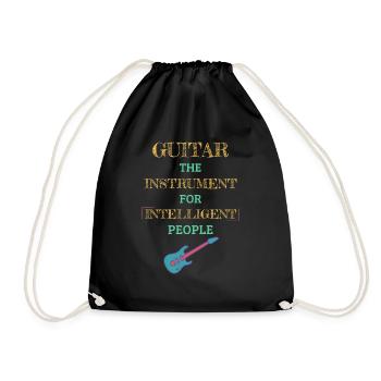 Guitar Instrument For Intelligent People Cream - Drawstring Bag - black - Front