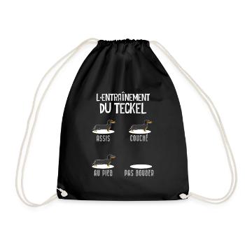 L'Entrainement Du Teckel Humour Petit Chien Mignon - Sac de sport léger - noir - Devant