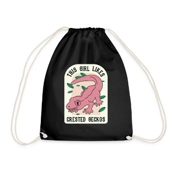 Girl Likes Geckos Cute Lizard Exotic Animal - Drawstring Bag - black - Front