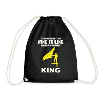 Wing Foiling Hydrofoil Surfing Surf Water Sport - Drawstring Bag - black - Front