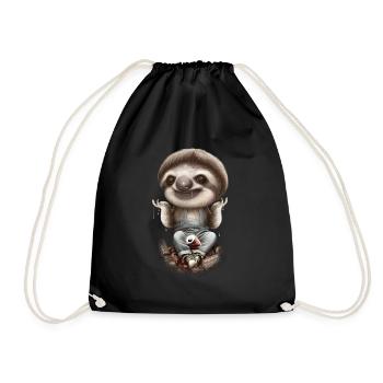SLOTH DONT CARE - Drawstring Bag - black - Front