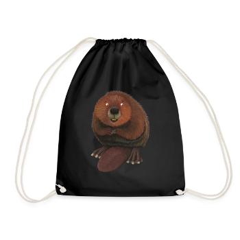 funny beaver - Drawstring Bag - black - Front