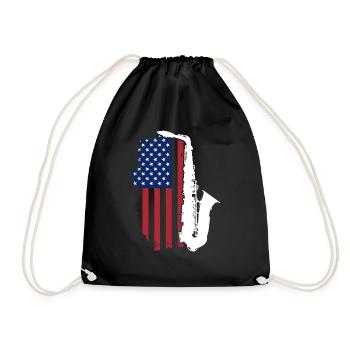 Saxophon USA Patriot - Turnbeutel - Schwarz - Vorne