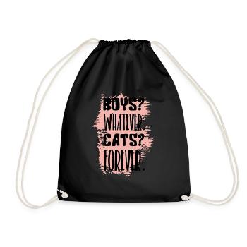 Boys? Whatever Cats? Forever Funny Quote - Drawstring Bag - black - Front
