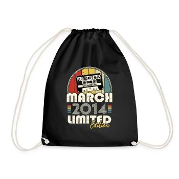 March 2014 Vintage Birthday Retro Gift - Drawstring Bag - black - Front