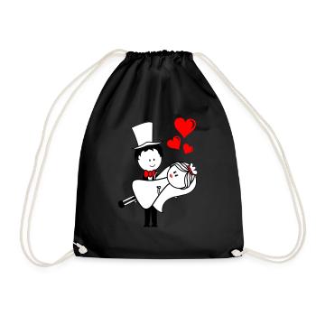 ehepaar married - Turnbeutel - Schwarz - Vorne