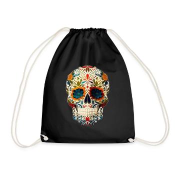 Skull | Sugar Skull Skull | Art - Drawstring Bag - black - Front