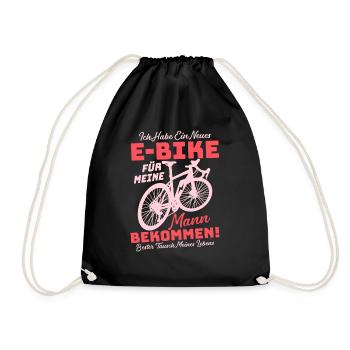 Ich habe ein neues E-Bike für meine Frau bekommen - Turnbeutel - Schwarz - Vorne