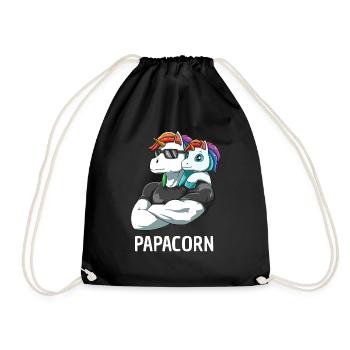 Papacorn Père fille licornes - Sac de sport léger - noir - Devant