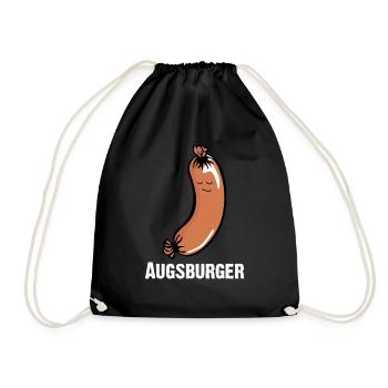 Augsburger, Knackwurst, Bockwurst, Brühwurst - Turnbeutel - Schwarz - Vorne