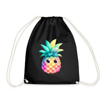 Süße Bunte Ananas Sommer Frucht Urlaub Geschenk - Turnbeutel - Schwarz - Vorne