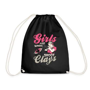 Girls Just Wanna Shoot Clays Trapshooting Skeet Sh - Turnbeutel - Schwarz - Vorne