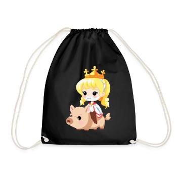 Prinzessin Schwein Märchen - Turnbeutel - Schwarz - Vorne
