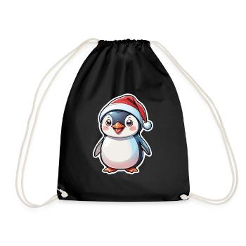 Penguin Christmas Hat - Drawstring Bag - black - Front