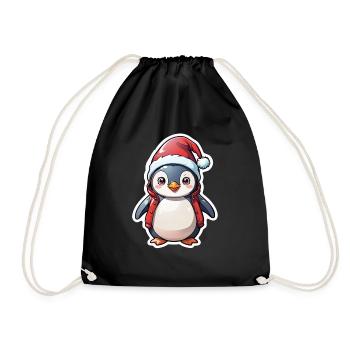 Penguin Christmas Hat - Drawstring Bag - black - Front
