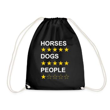 Chevaux Chiens Personnes blanc - Sac de sport léger - noir - Devant