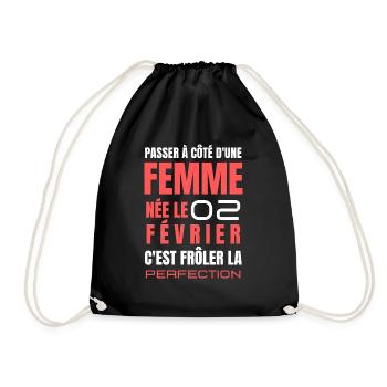Février Magique - Né le 2, Étincelle Inoubliable. - Sac de sport léger - noir - Devant