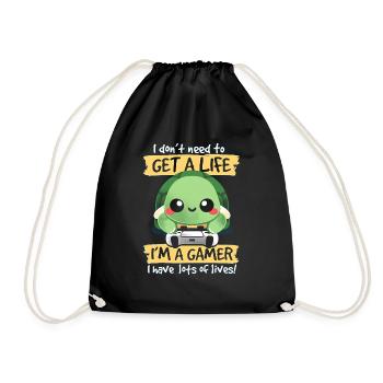 23F 0364 bk - Drawstring Bag - black - Front