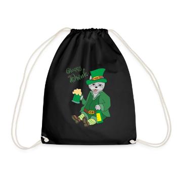 Chat, Boisson Heureuse - Sac de sport léger - noir - Devant