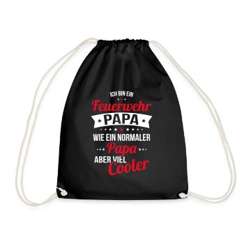 Firefighter dad much cooler like a normal dad - Drawstring Bag - black - Front