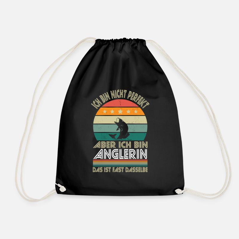 I'm not perfect, but I'm an angler - Drawstring Bag - black