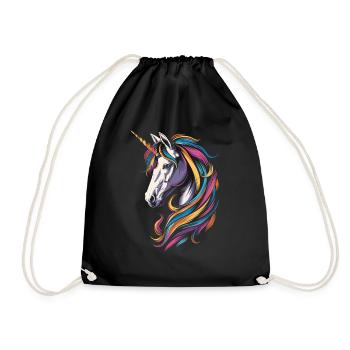 Buntes Einhorn - Turnbeutel - Schwarz - Vorne