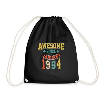 Janvier 1984 anniversaire Janvier 1984 cadeau 1984 - Sac de sport léger - noir - Devant