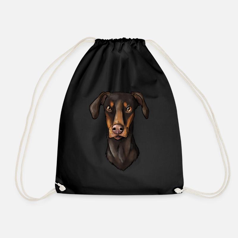 Doberman - Drawstring Bag - black