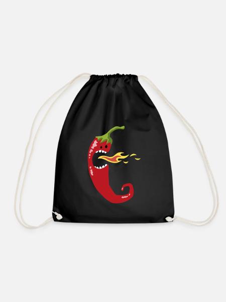 Feuerchili mit Zähnen - Turnbeutel - Schwarz
