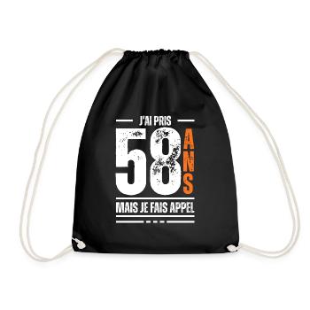 jai 58 ans / t-shirt 58 ans / cadeau 58 ans - Sac de sport léger - noir - Devant