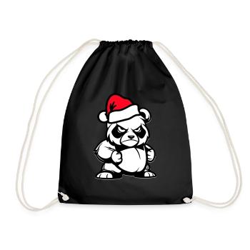 Panda Bear Christmas Comic - Drawstring Bag - black - Front